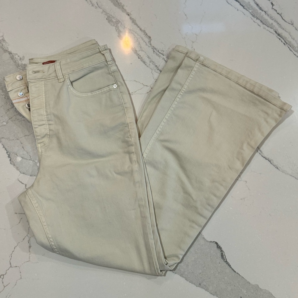 Pilcro and the Letterpress Hi-Rise Trouser Bootcut Jeans Cream 31
